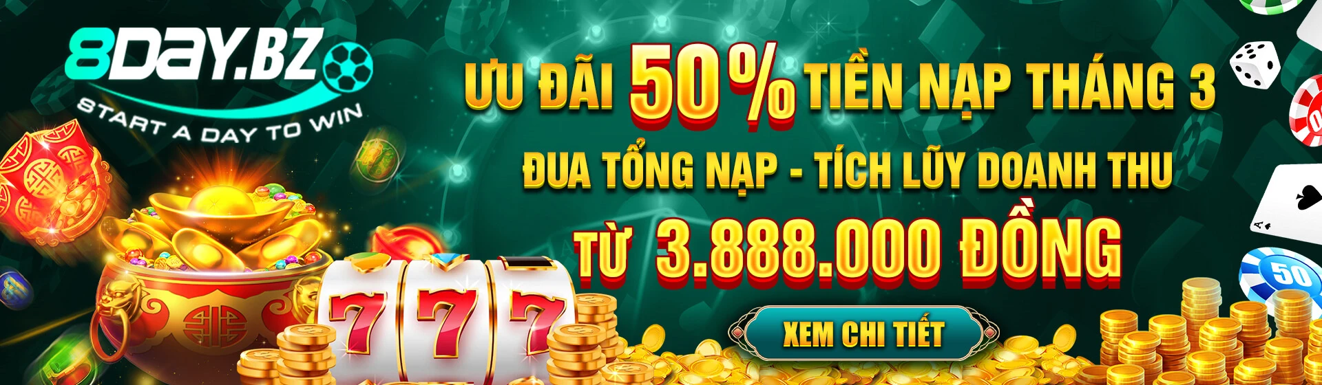Ưu đãi tiền nạp tháng 3 8day